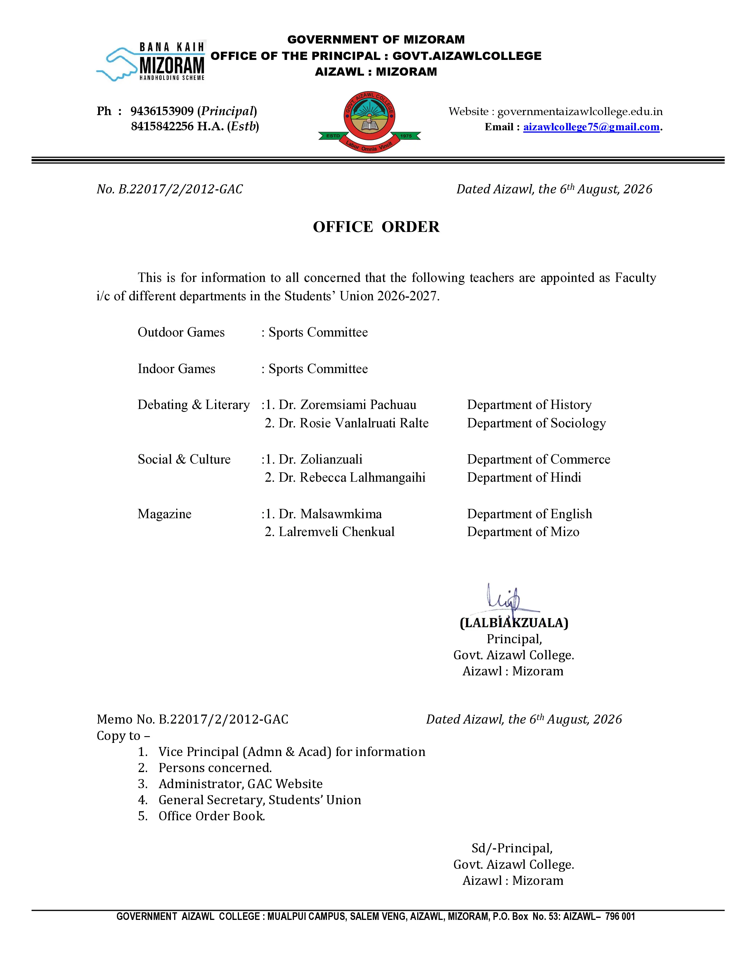 2026.08.06 Appointment of Faculty in-Charges SU 2026.08.06 Appointment of Faculty in-Charges SU