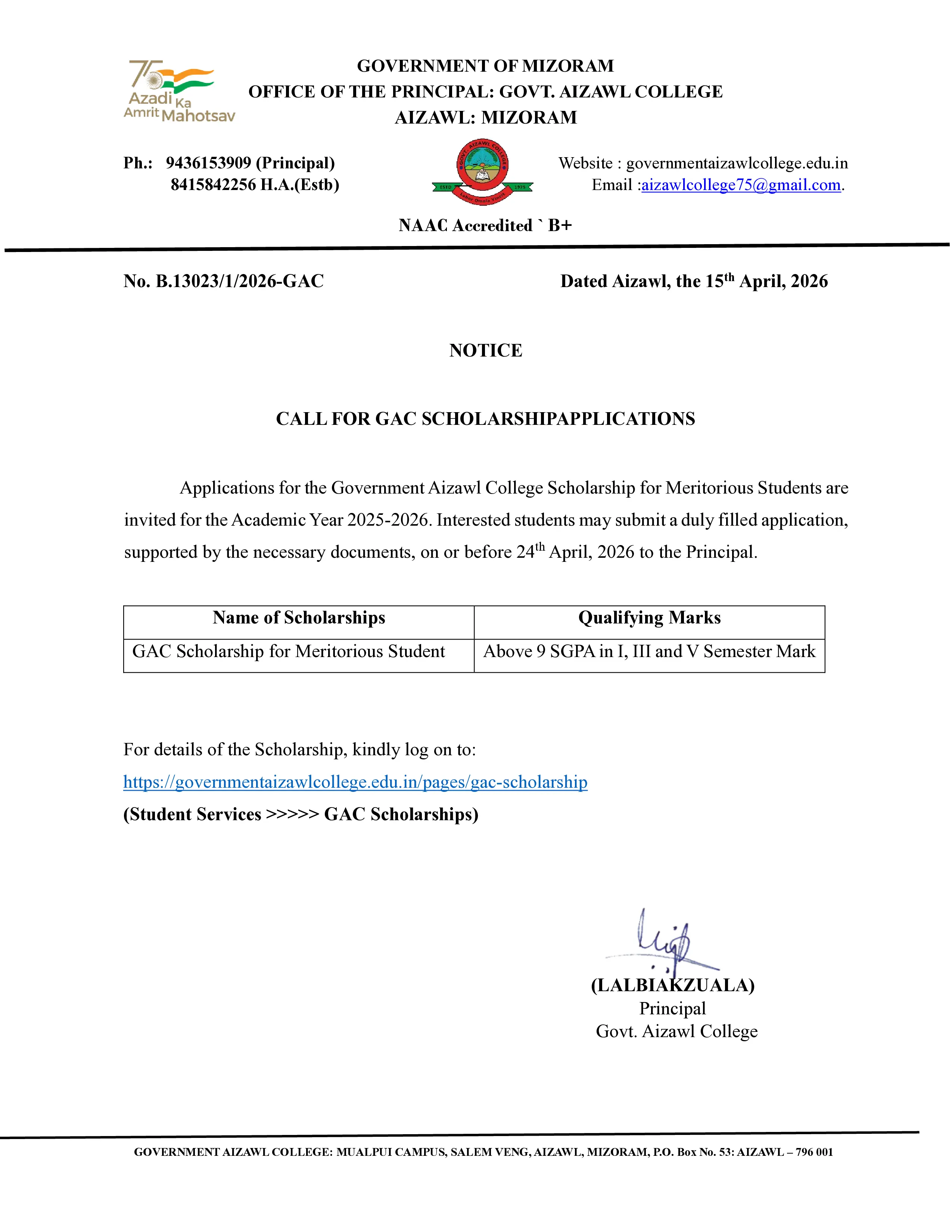 2026.04.15 Call for GAC Scholarships Applications