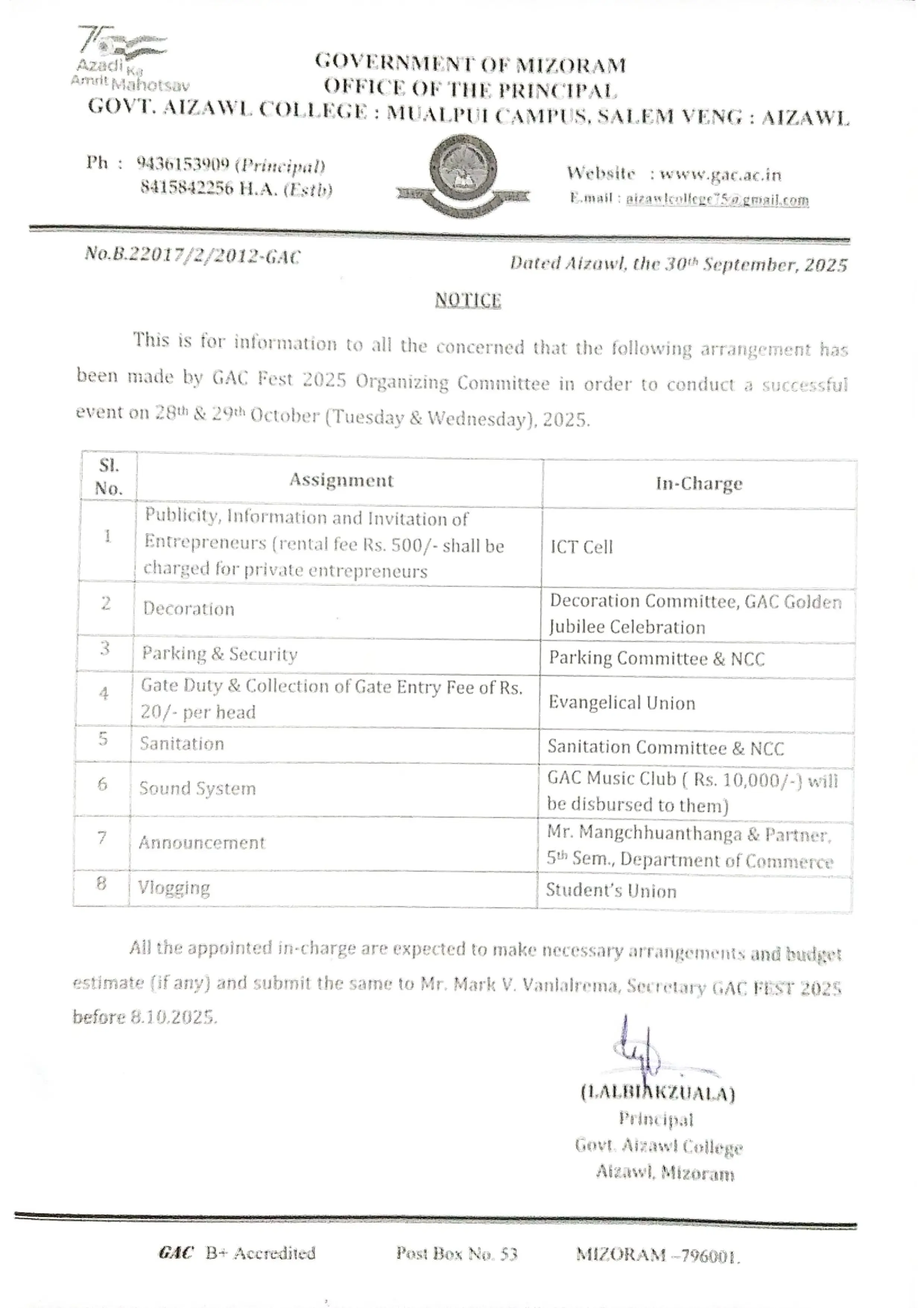 GAC Fest Notice Roles