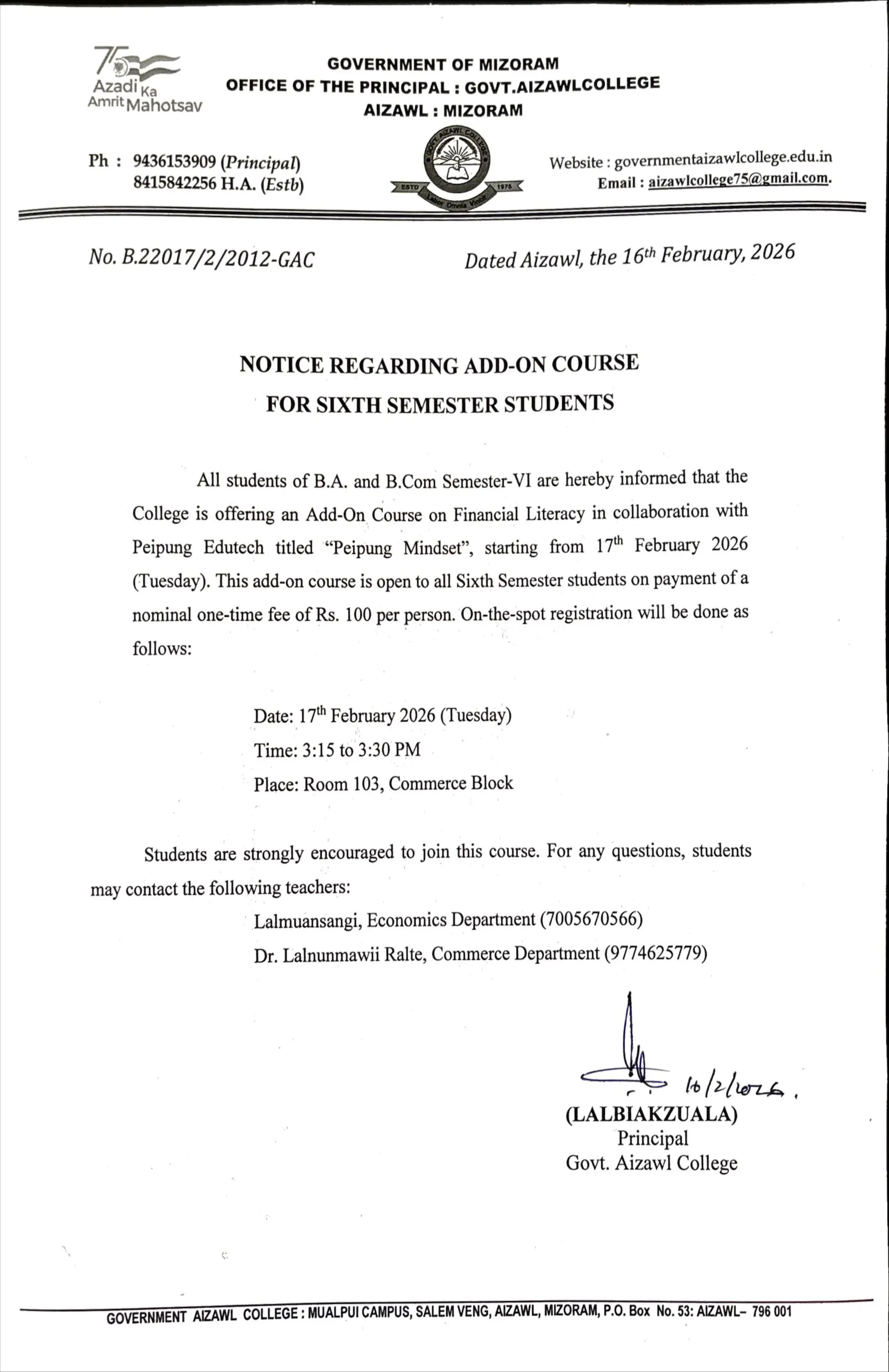 2026.02.16 Notice for 6th Sem(Add-on Course) 2026.02.16 Notice for 6th Sem(Add-on Course)