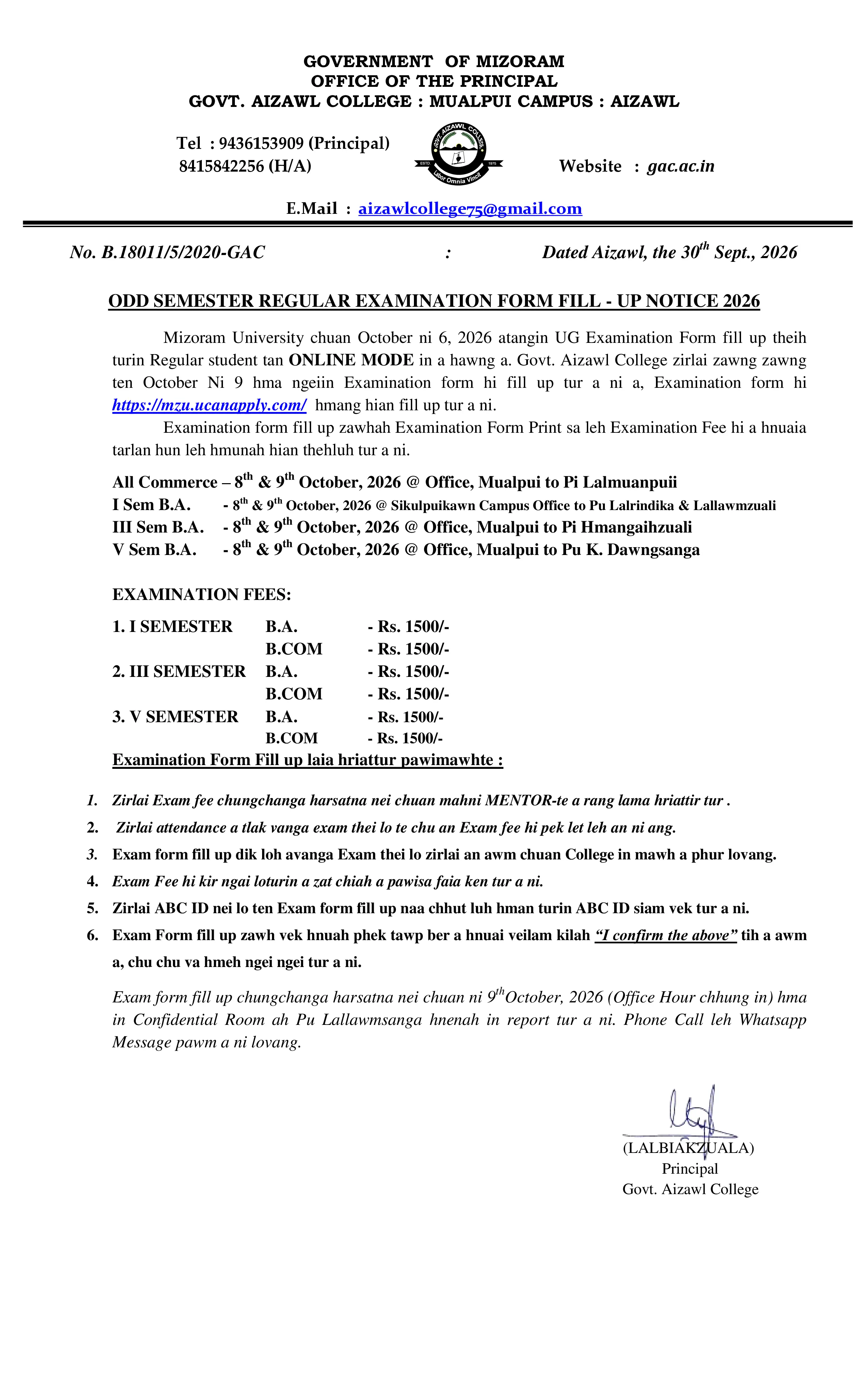 2026.09.30 Notice for Regular Students Re MZU Exam Form
