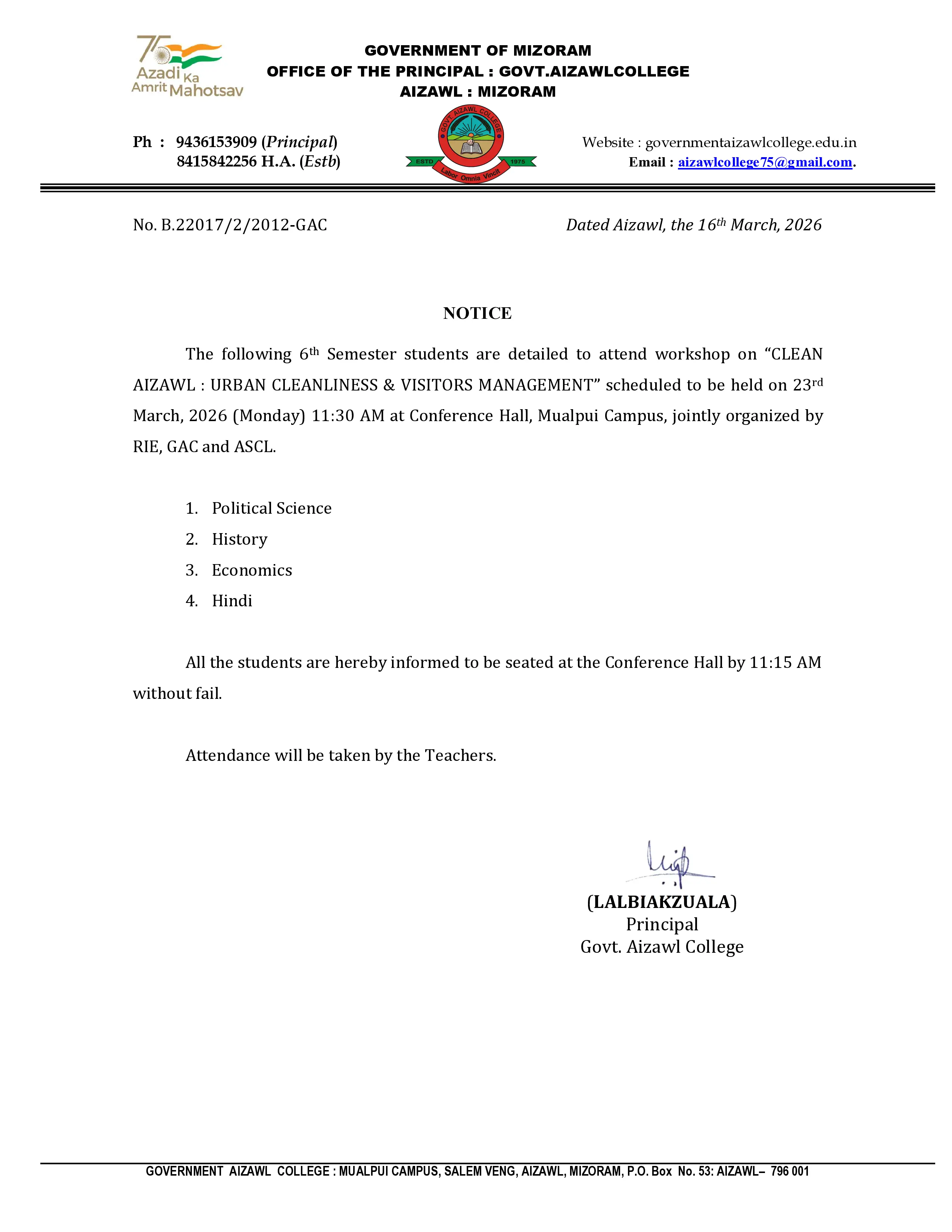 2026.03.16 Notice - Clean Aizawl Workshop