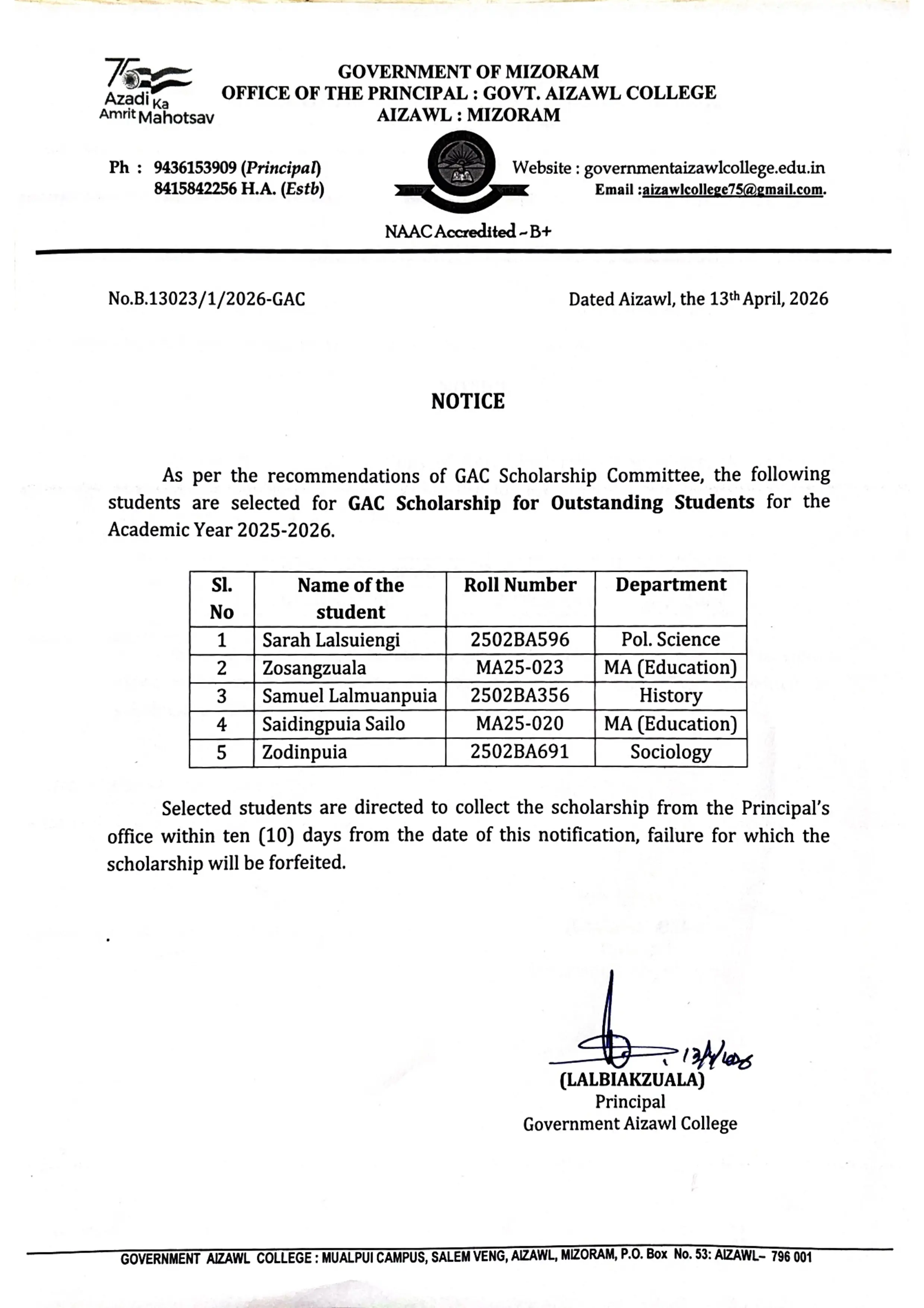 2026.04.13 GAC Outstanding Students Scholarship Award Notice 2026.04.13 GAC Outstanding Students Scholarship Award Notice