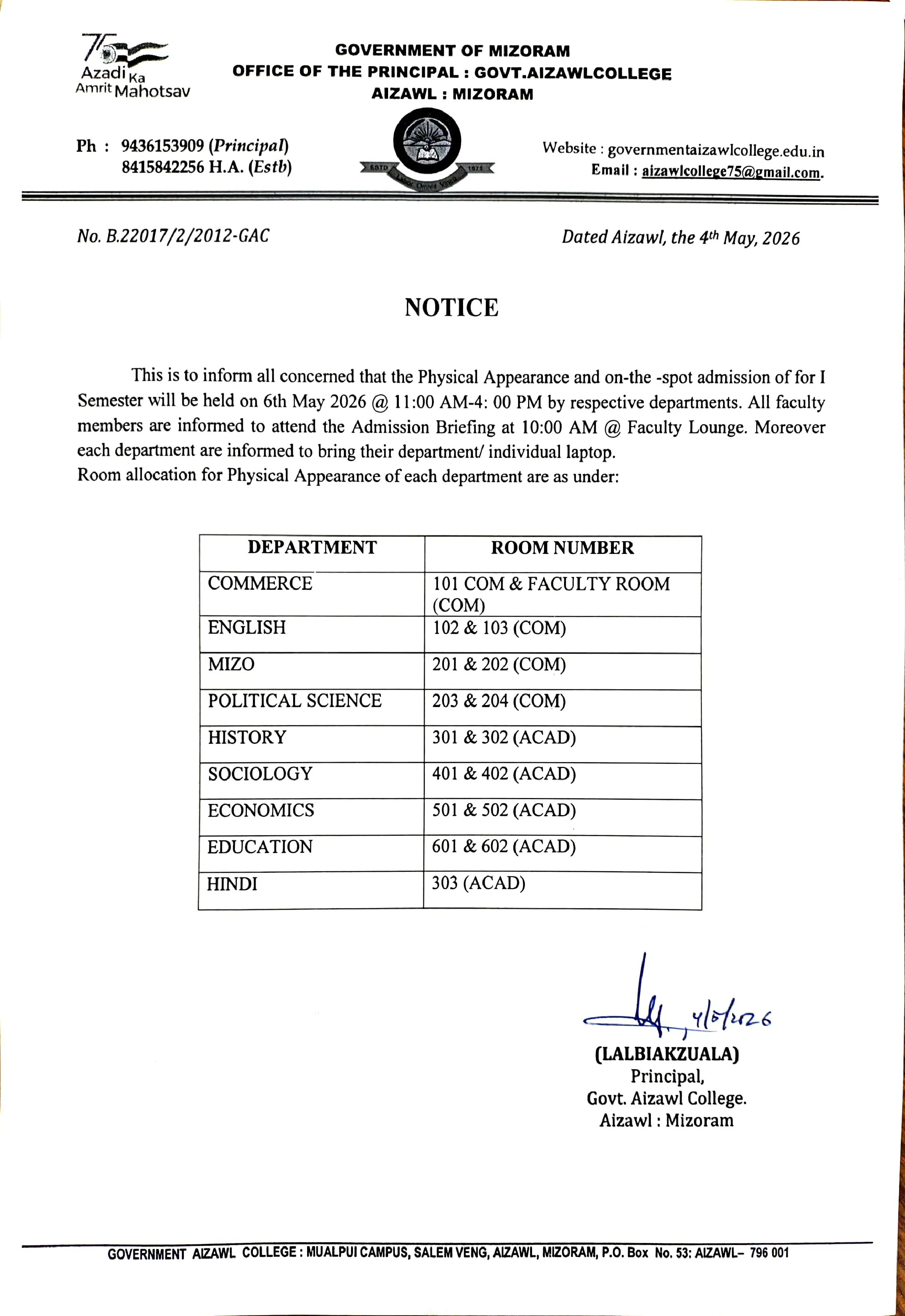 2026.05.04 Admission Notice