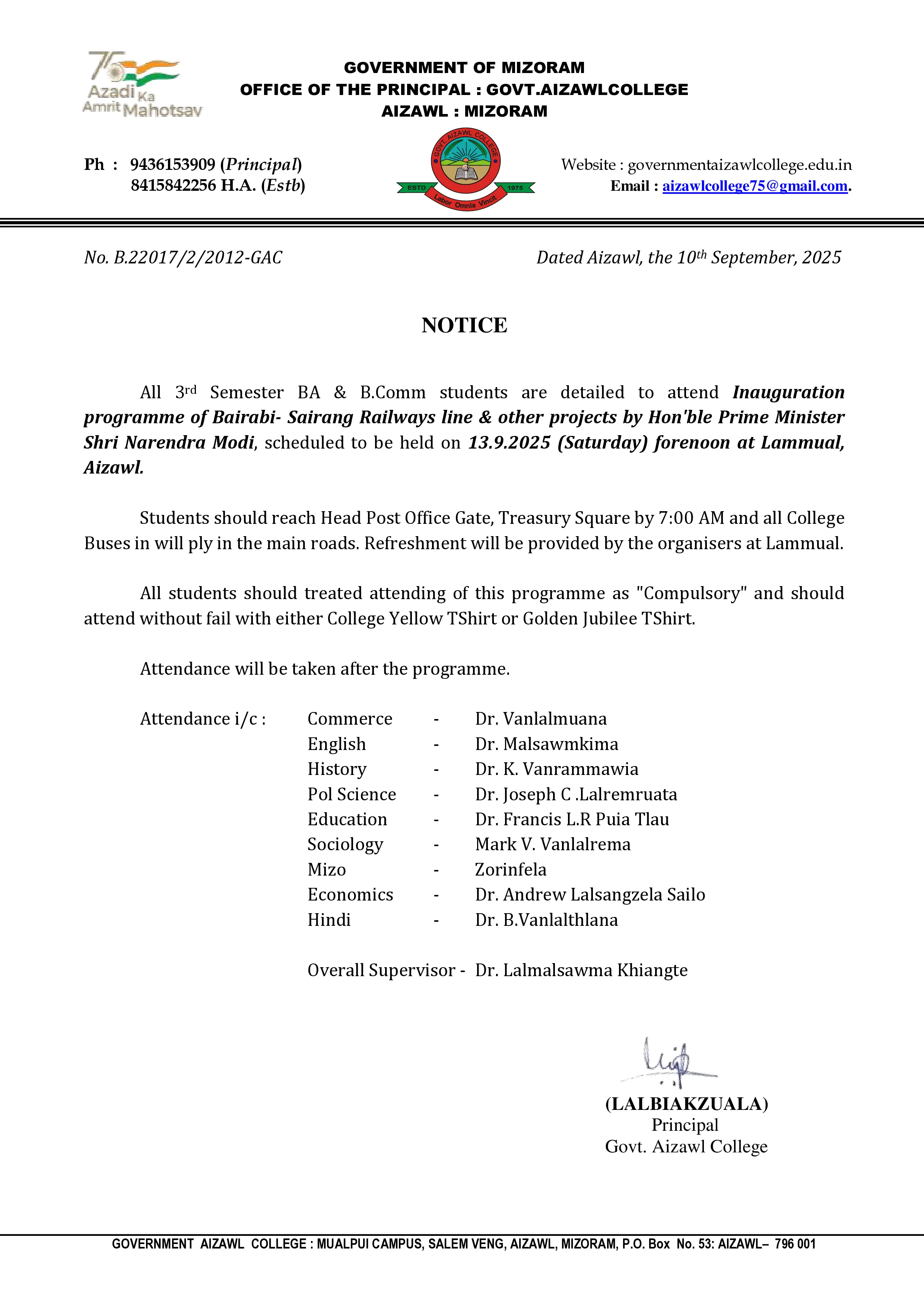 Notice for Sem-3 Students Dt 10.09.2025