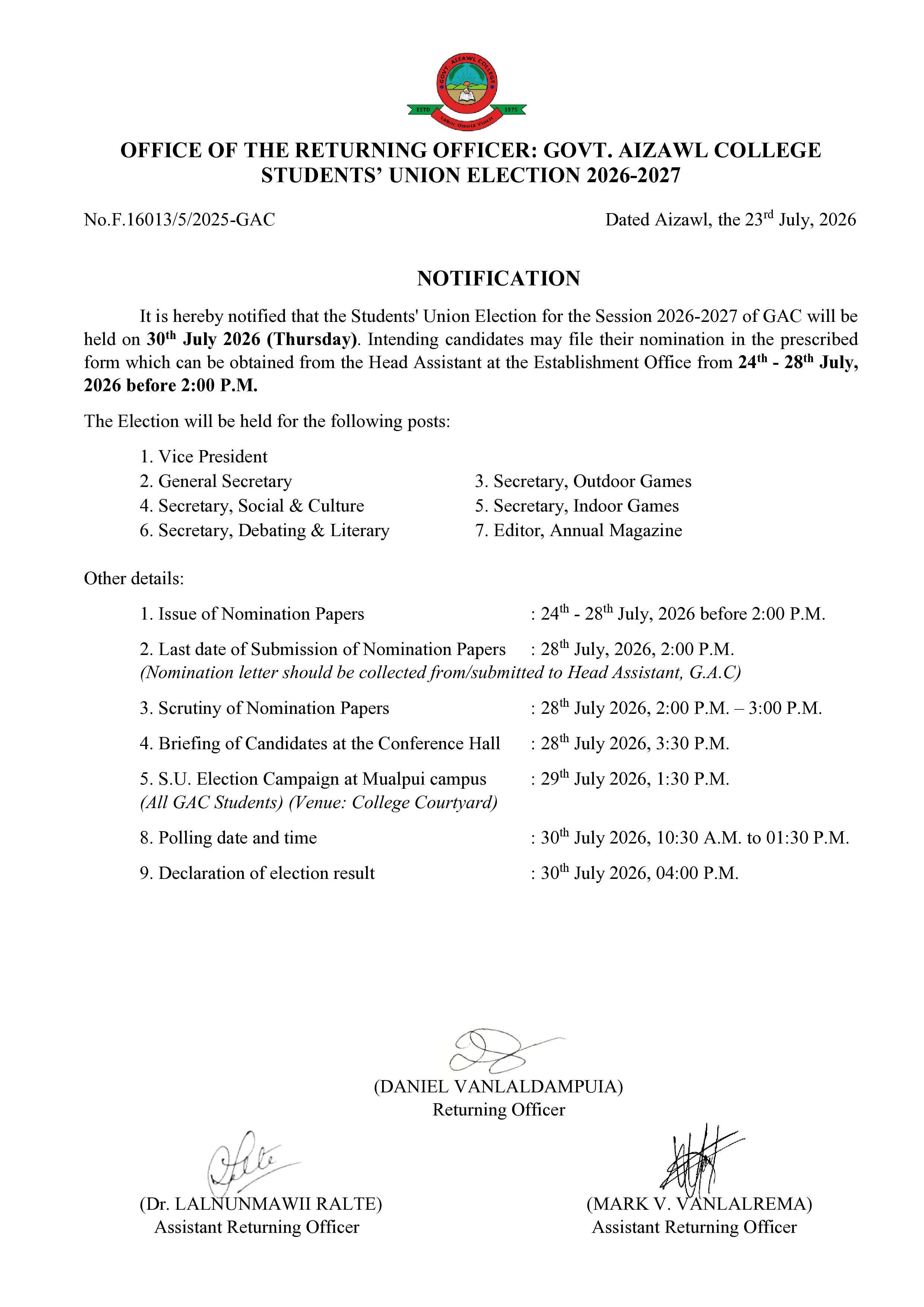 2026.07.23 SU Election Notice