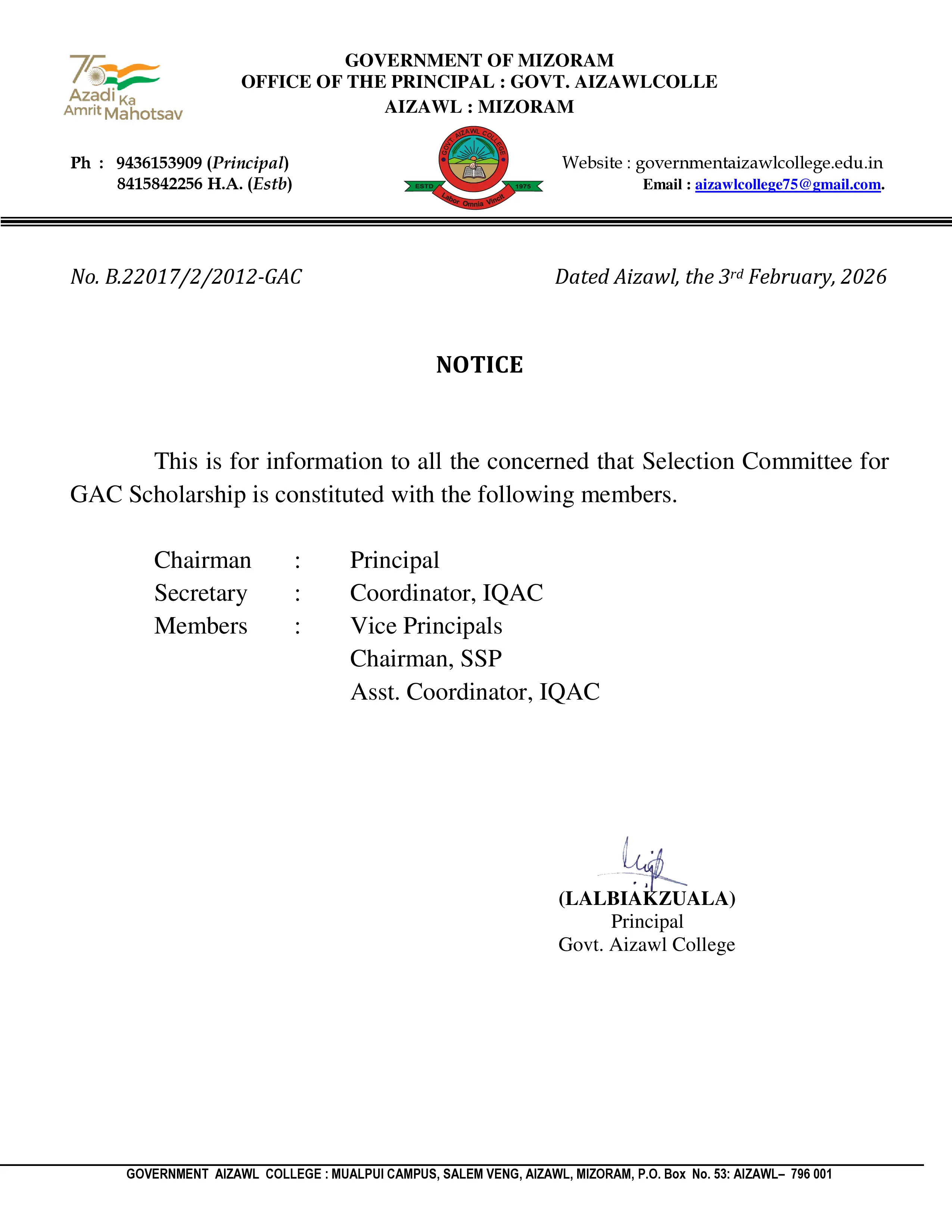 GAC Scholarship Selection Committee