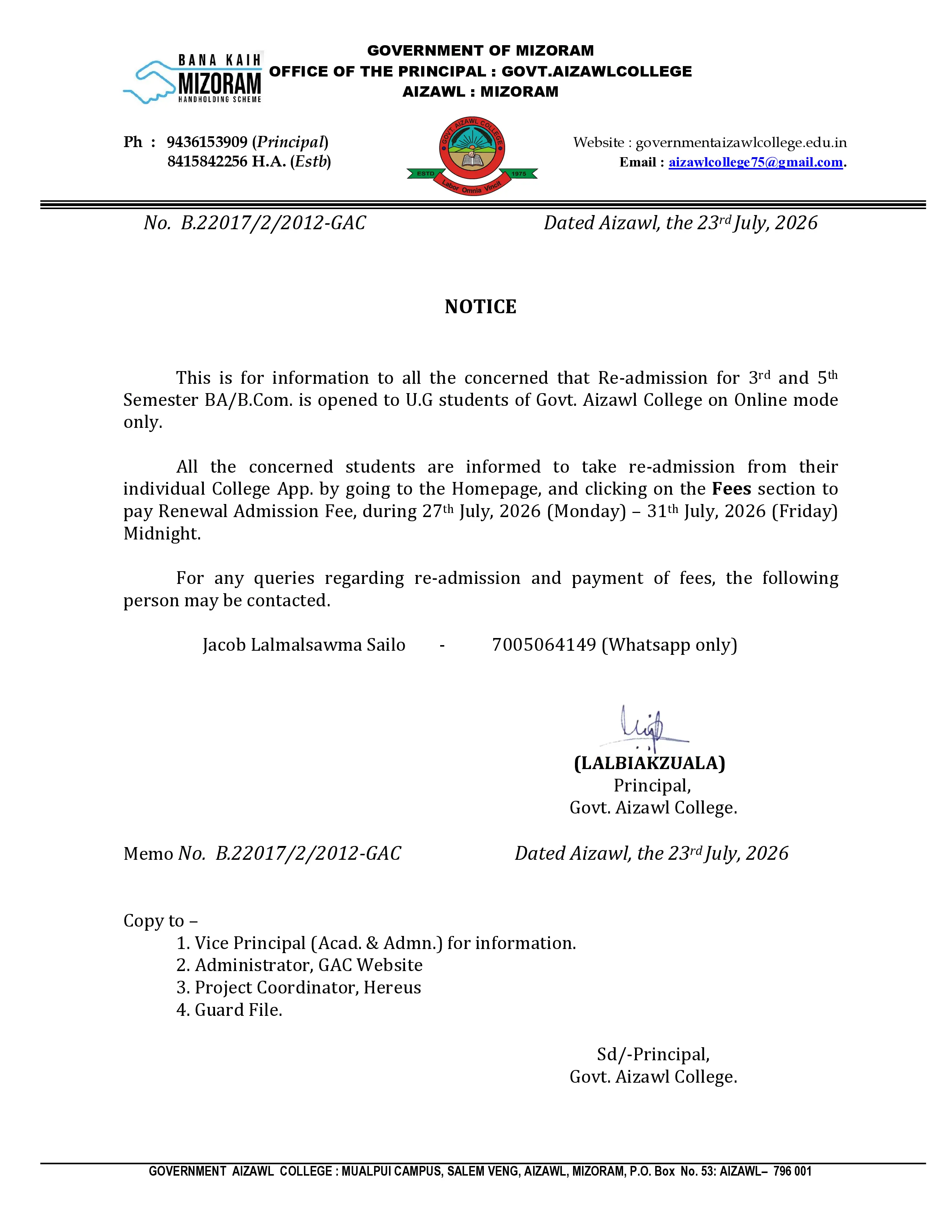 2026.07.23 Readmission Notice for Sem-III & V 2026.07.23 Readmission Notice for Sem-III & V