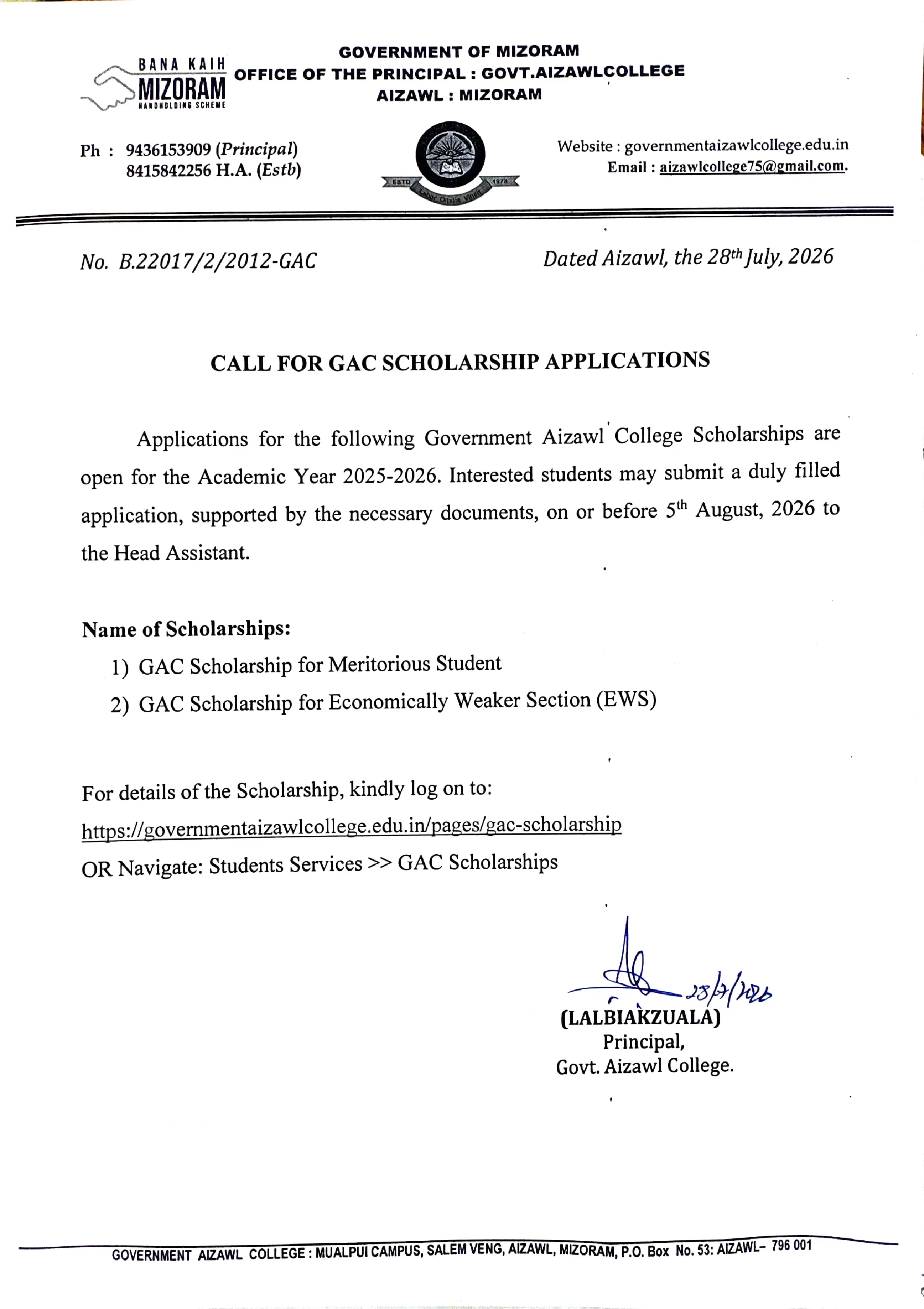 2026.07.28 Call for GAC Scholarship Applications