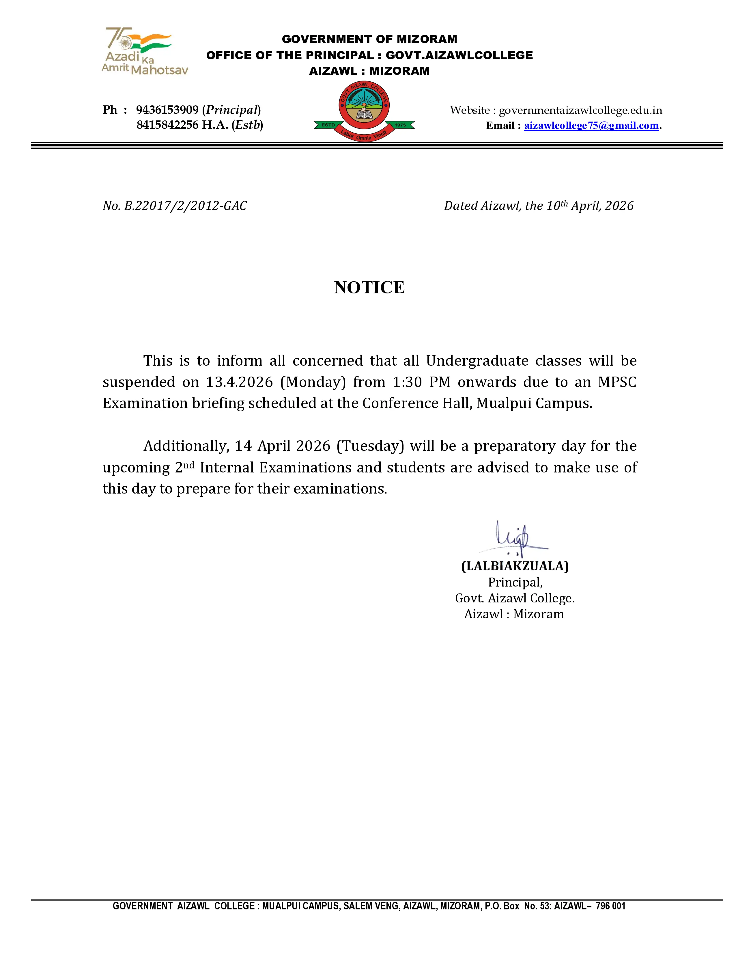 2026.04.10 Class Suspension Notice