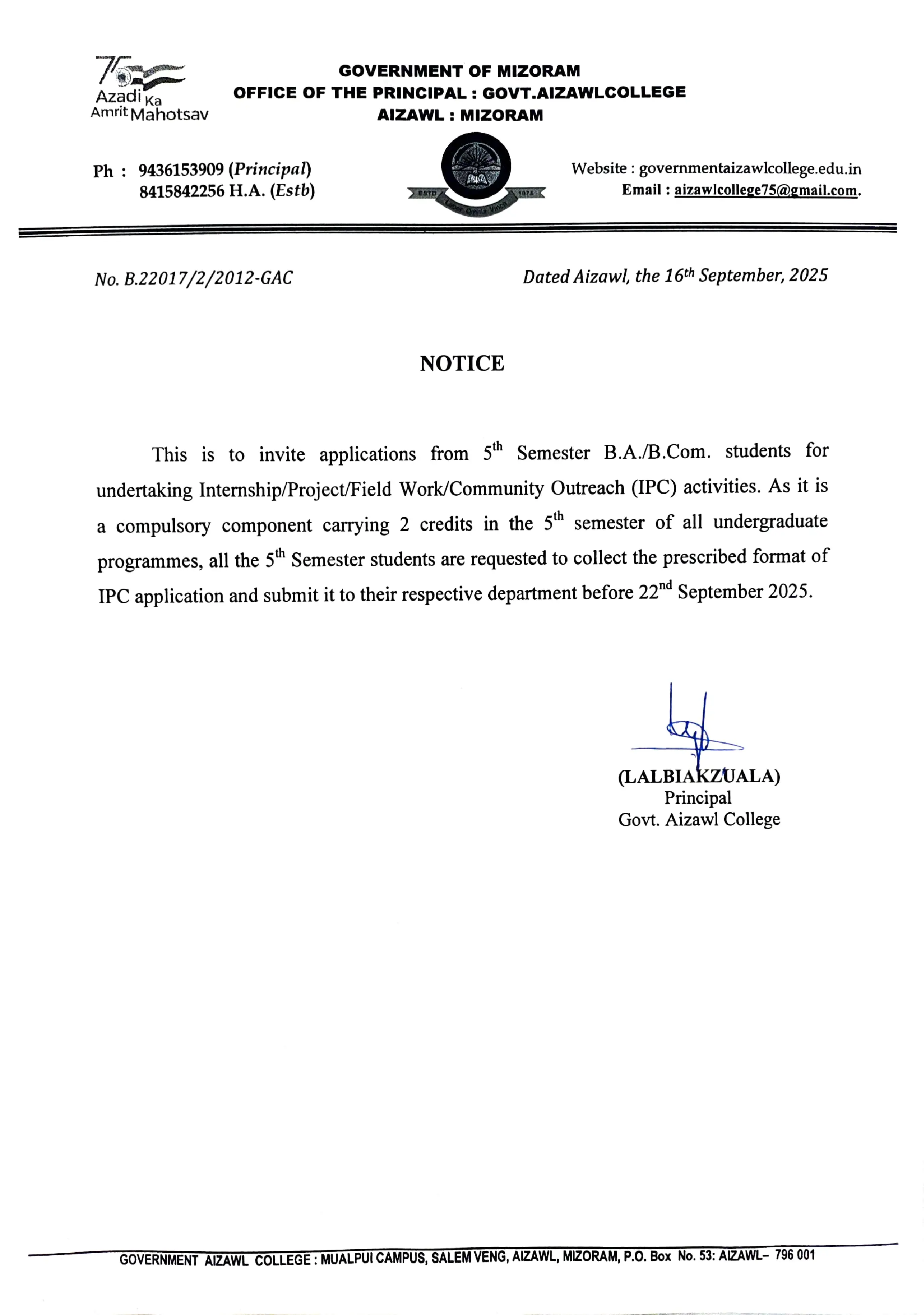 IPC Application for Sem-5 Dt 16.09.2025